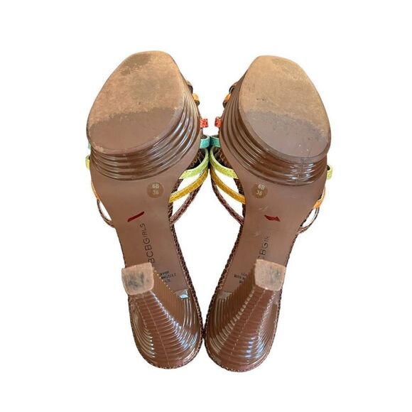 BCBG Girls Snake Print Multicolor Ribbed Heel Platform Sandals Size 6 - Picture 5 of 7